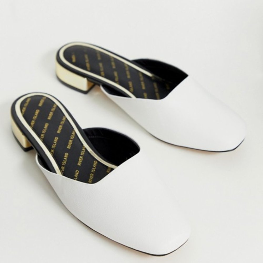 River Island Womens Backless Loafer Metallic Heel